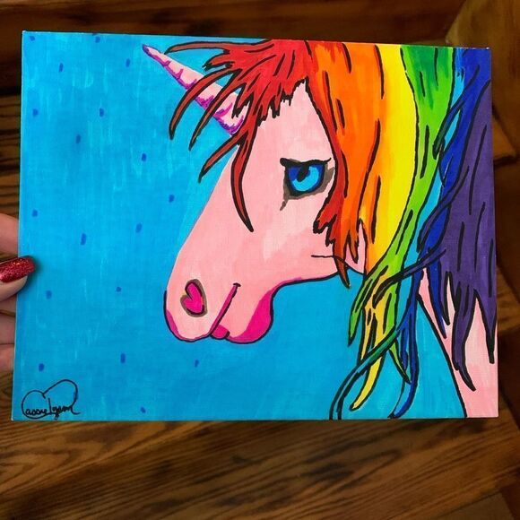 Unicorn Watercolor Painting by Me - Picture 1 of 7